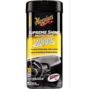 Meguiar's Supreme Shine Protectant Interior Cleaner Wipes, G4000, 30 Wipes New